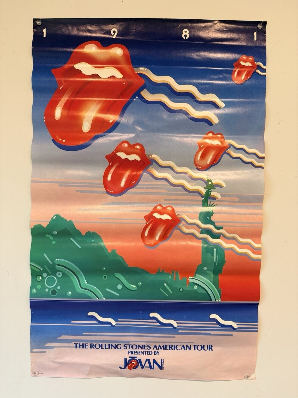 Vintage 1981 Rolling Stones American Tour Poster Jovan Promo 36x22.5 Original